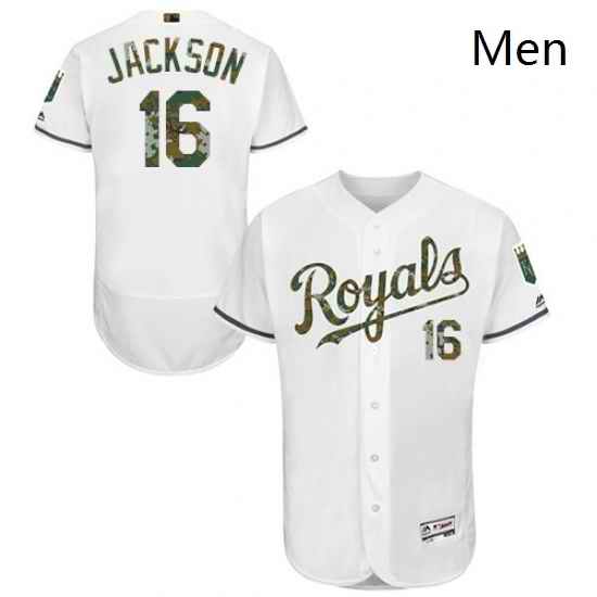 Mens Majestic Kansas City Royals 16 Bo Jackson Authentic White 2016 Memorial Day Fashion Flex Base MLB Jersey